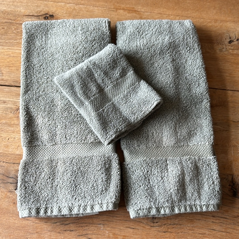 Vintage Ralph Lauren Cotton Towels set hand towels wash cloth Sage green